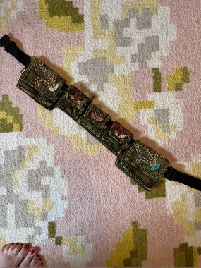 Embroidered Olive Green Utility Crossbody Bag